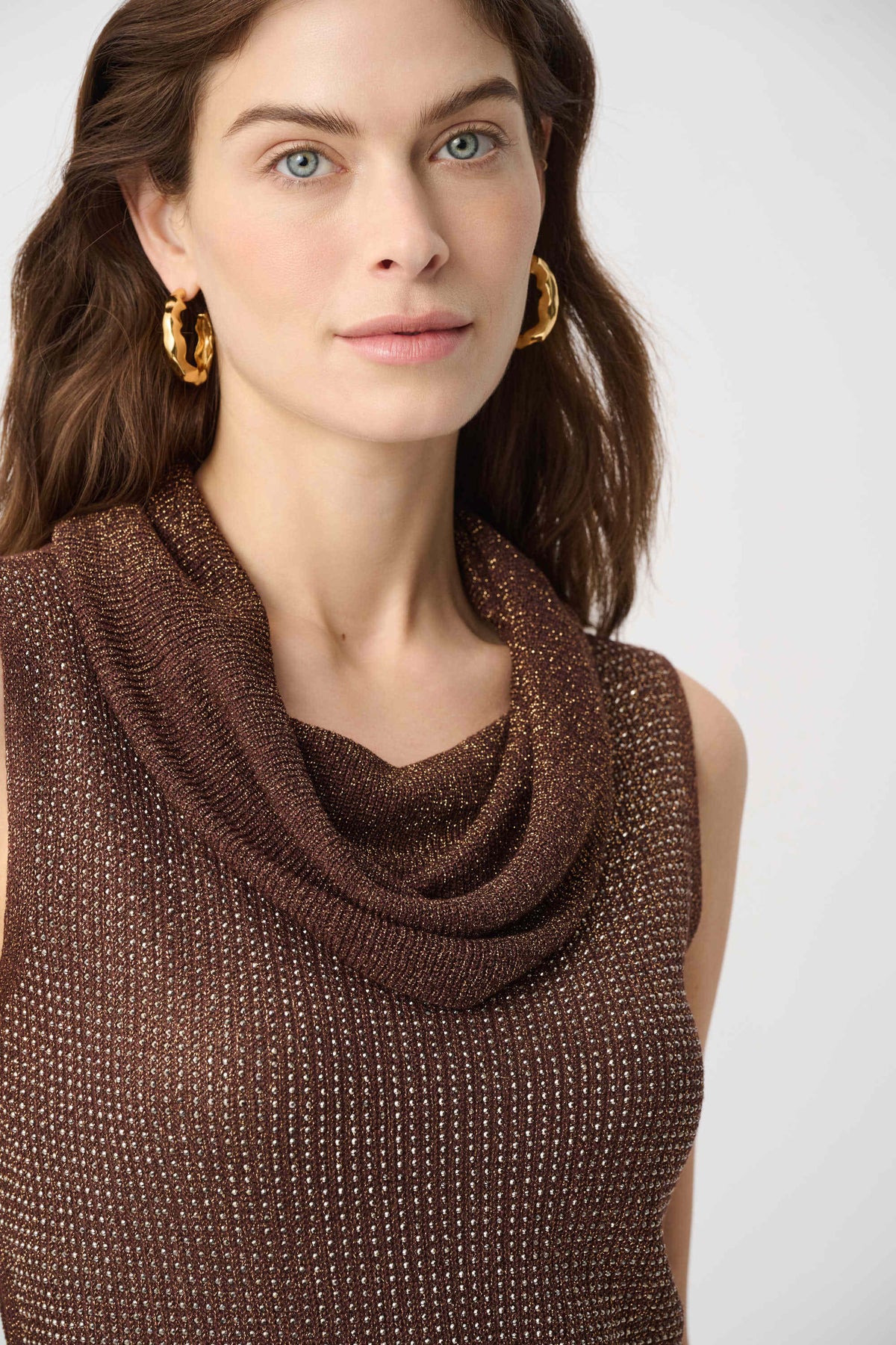 Joseph Ribkoff | Rhinestone Cowl Neck Top - Mahogany 264929