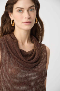 Joseph Ribkoff | Rhinestone Cowl Neck Top - Mahogany 264929