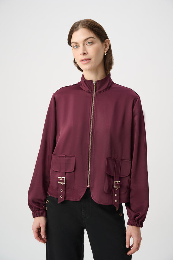 Joseph Ribkoff | Satin Puff Sleeve Utility Jacket - Elderberry 264939