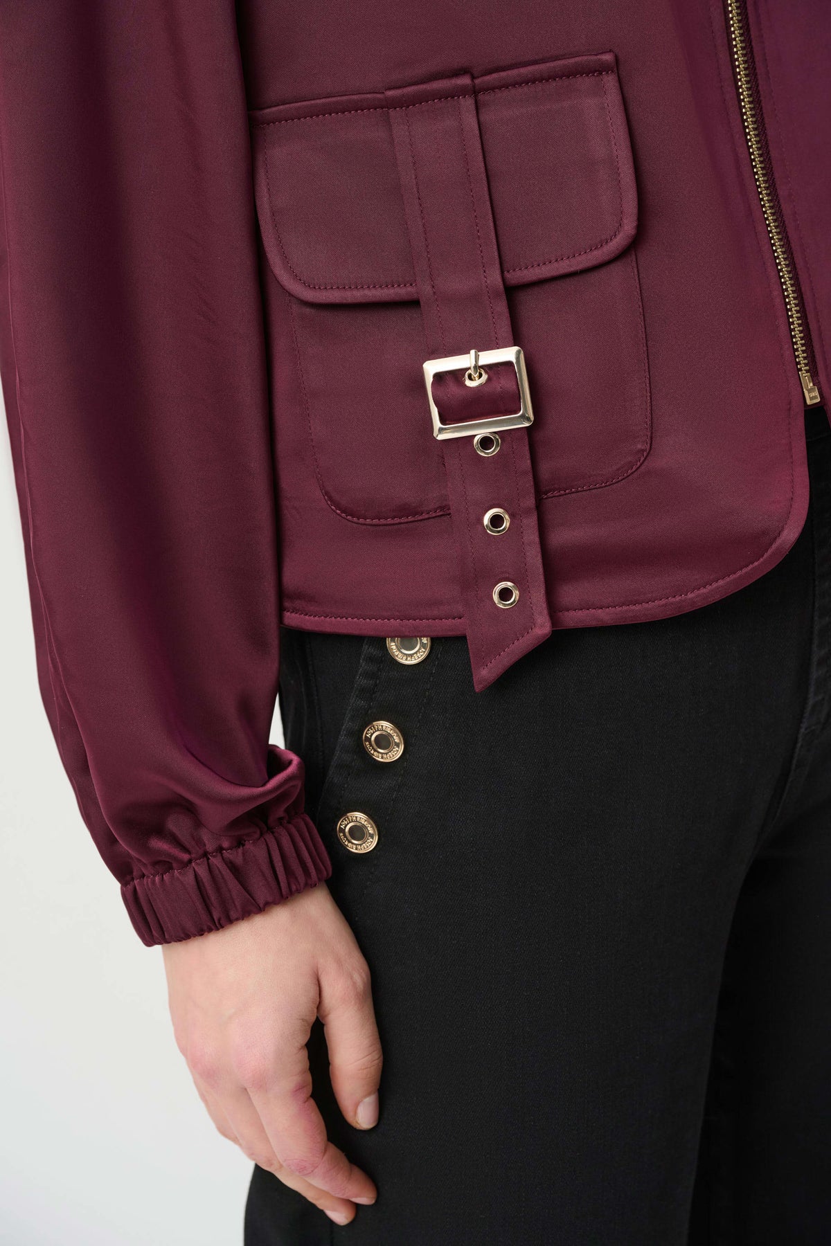 Joseph Ribkoff | Satin Puff Sleeve Utility Jacket - Elderberry 264939