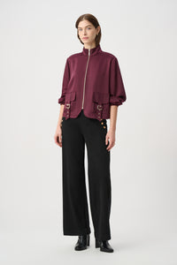 Joseph Ribkoff | Satin Puff Sleeve Utility Jacket - Elderberry 264939