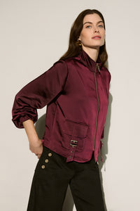 Joseph Ribkoff | Satin Puff Sleeve Utility Jacket - Elderberry 264939