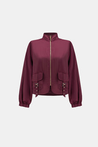 Joseph Ribkoff | Satin Puff Sleeve Utility Jacket - Elderberry 264939