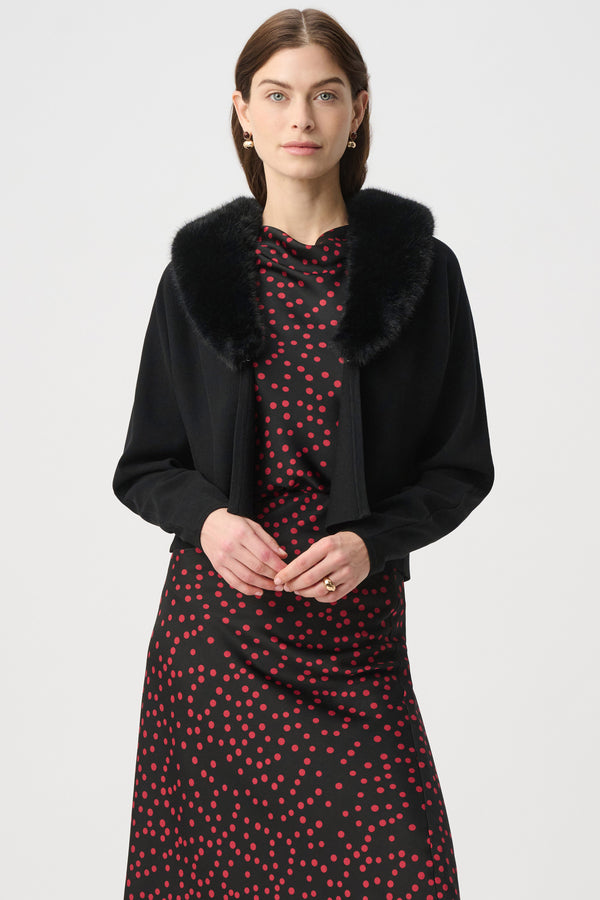 Joseph Ribkoff | Removable Faux Fur Collar Cover-Up - Black 264955