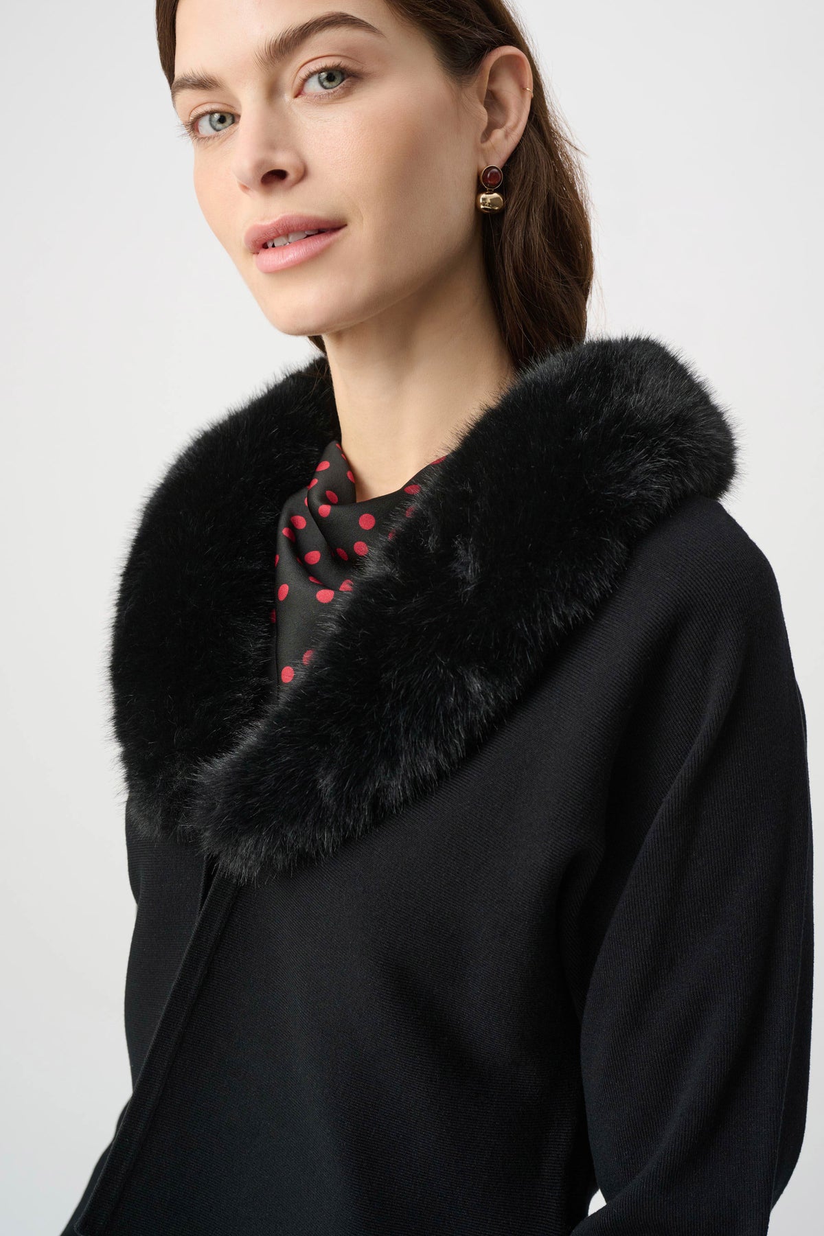 Joseph Ribkoff | Removable Faux Fur Collar Cover-Up - Black 264955