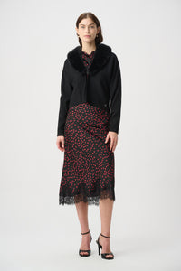 Joseph Ribkoff | Removable Faux Fur Collar Cover-Up - Black 264955