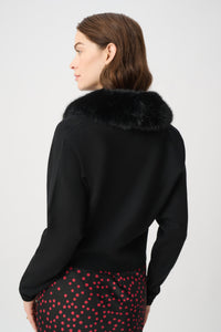 Joseph Ribkoff | Removable Faux Fur Collar Cover-Up - Black 264955