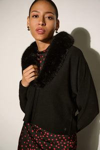 Joseph Ribkoff | Removable Faux Fur Collar Cover-Up - Black 264955