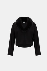 Joseph Ribkoff | Removable Faux Fur Collar Cover-Up - Black 264955