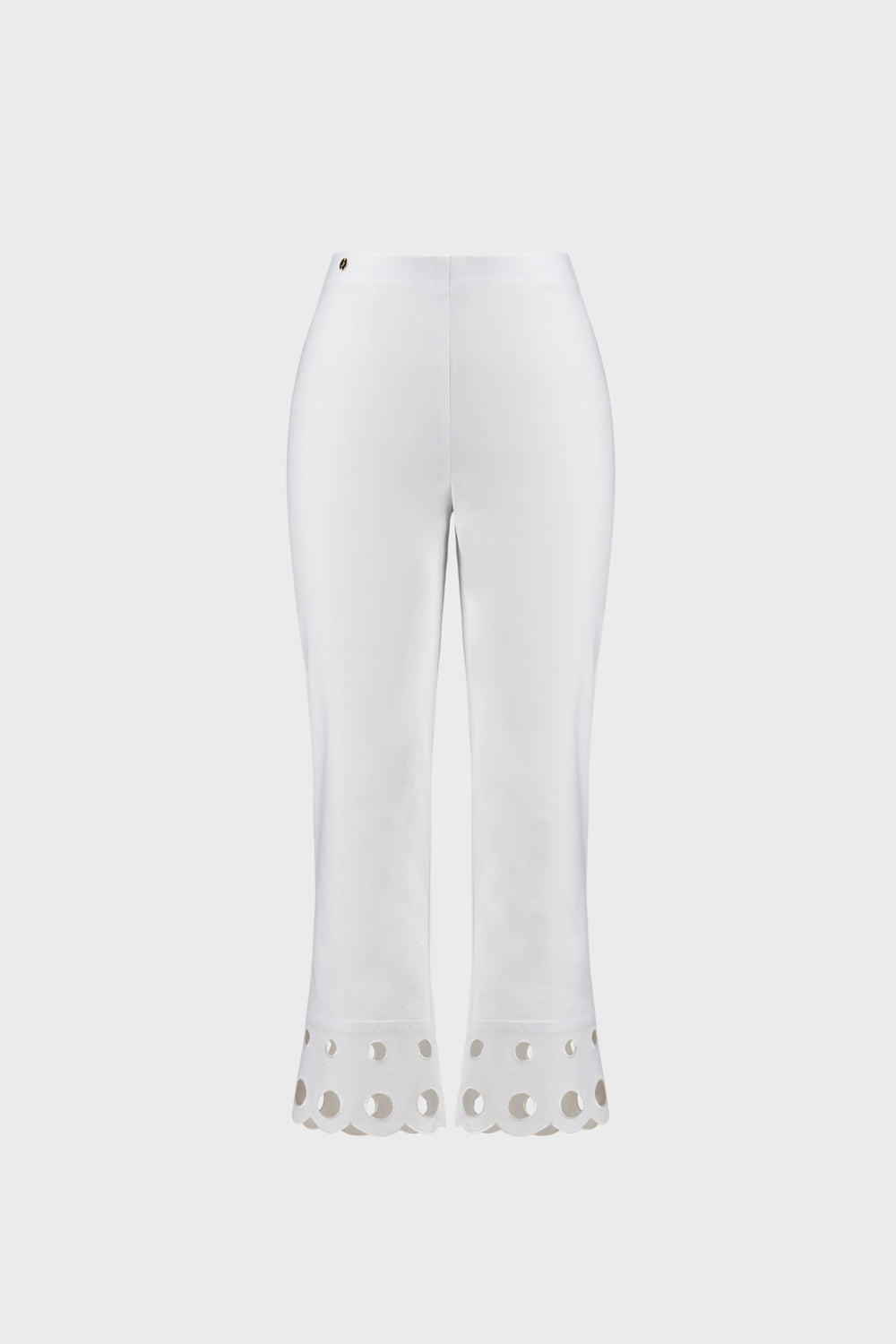 Joseph Ribkoff Embroidered Hem Crop Pants in White