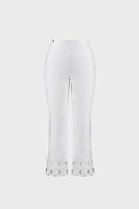 Joseph Ribkoff Embroidered Hem Crop Pants in White