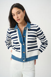Joseph Ribkoff | Striped Cotton Knit Jacket 271901