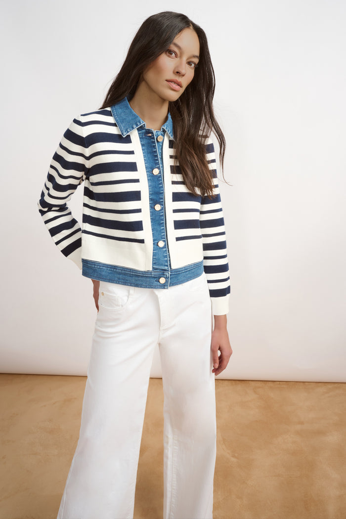 Joseph Ribkoff | Striped Cotton Knit Jacket 271901
