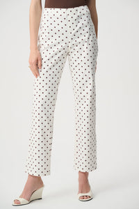 Joseph Ribkoff Polka Dot Straight Leg Jeans in Vanilla and Brown