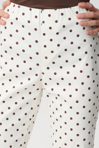 Joseph Ribkoff Polka Dot Straight Leg Jeans in Vanilla and Brown