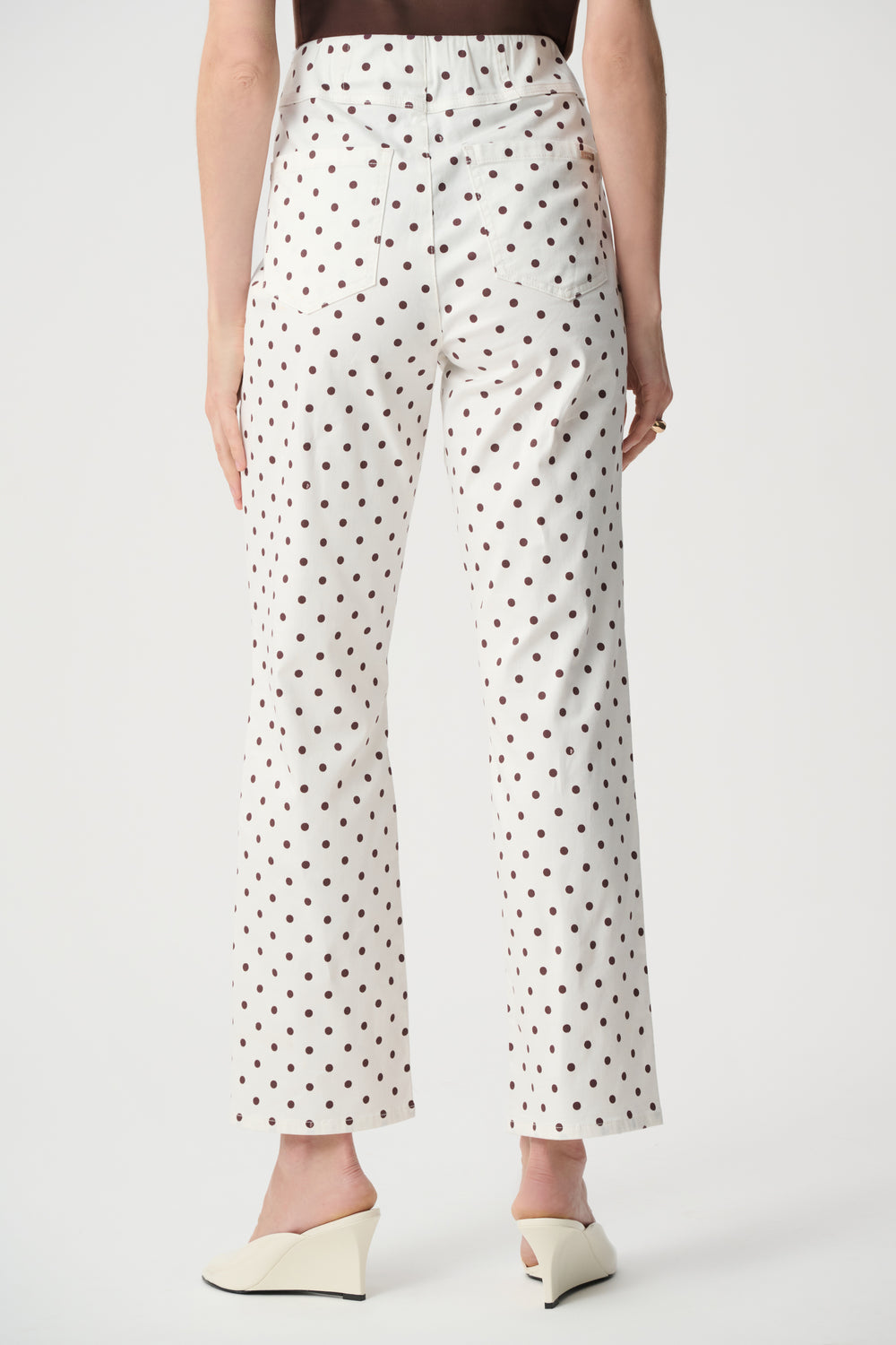 Joseph Ribkoff Polka Dot Straight Leg Jeans in Vanilla and Brown