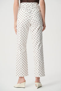 Joseph Ribkoff Polka Dot Straight Leg Jeans in Vanilla and Brown