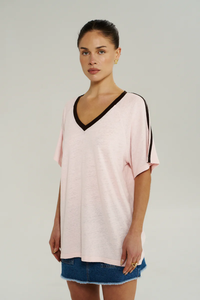 SUMMI SUMMI | V NECK JERSEY TEE - DUSTY ROSE