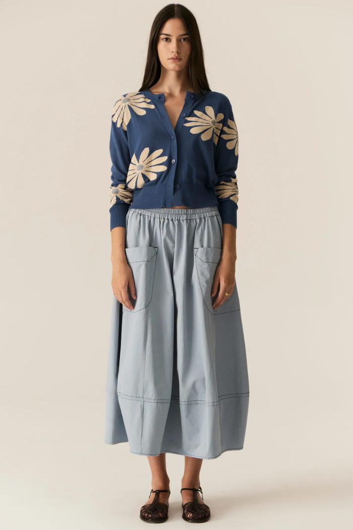 POL | LASK DAISY CARDIGAN - BLUE/ECRU
