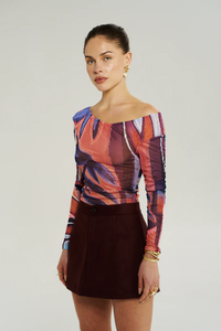 SUMMI SUMMI | LS OFF SHOULDER TOP - BORDEAUX