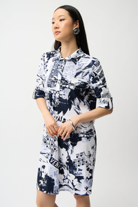 Joseph Ribkoff | Stretch Poplin Conversational Print Shirt Dress 261048