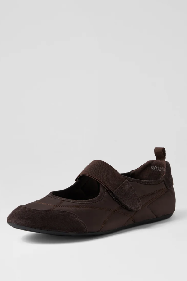Django & Juliette | Britas Chocolate Suede Fabric Flat Shoes