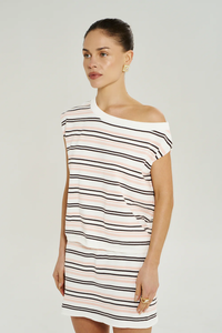 SUMMI SUMMI | KNIT OFF SHOULDER TOP - DUSTY ROSE STRIPE