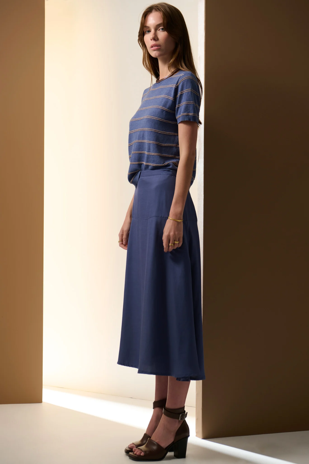 POL | SABLE TEE STRIPE - BLUE/GOLD