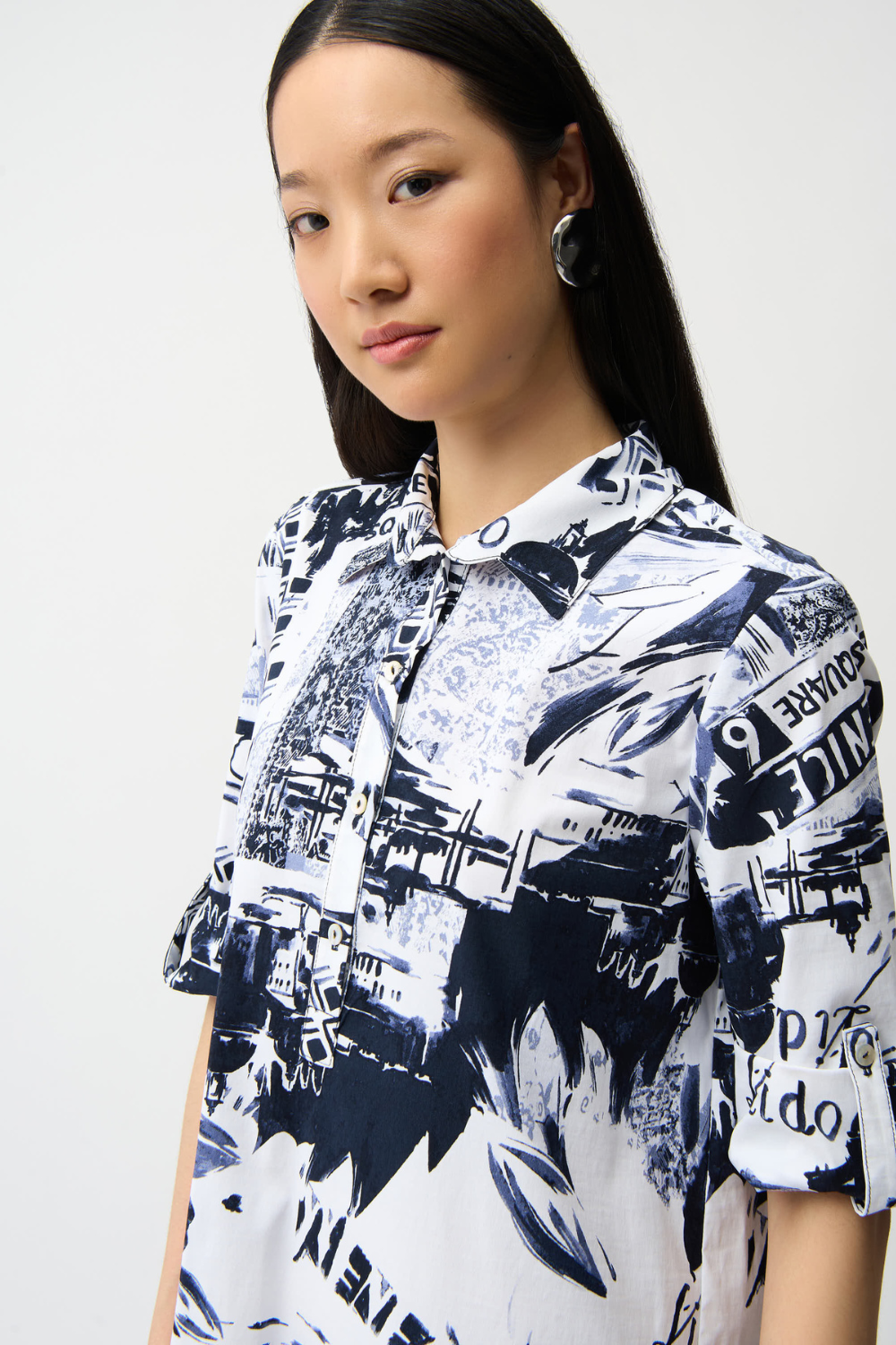 Joseph Ribkoff | Stretch Poplin Conversational Print Shirt Dress 261048
