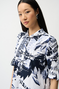 Joseph Ribkoff | Stretch Poplin Conversational Print Shirt Dress 261048