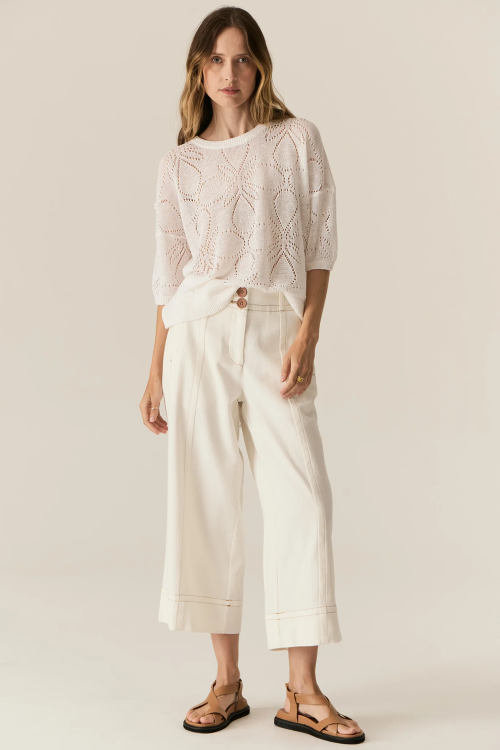 POL | CARSEN CROP PANT - ECRU