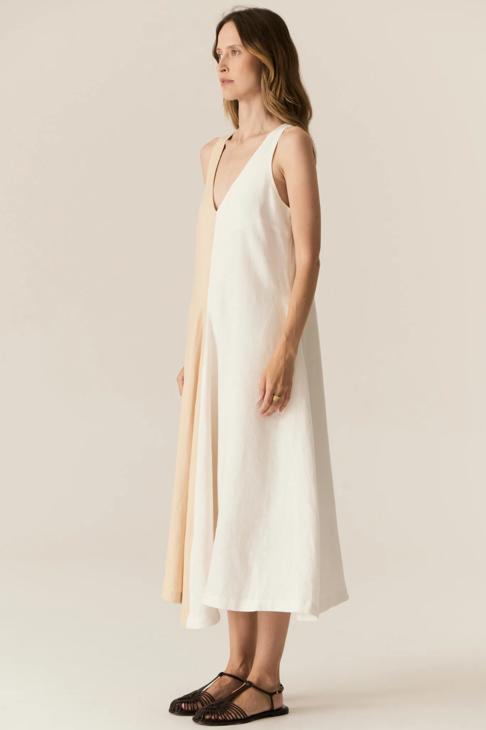 POL | SAGA TWO TONE DRESS - BUTTER/IVORY