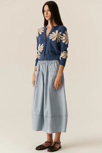 POL | LASK DAISY CARDIGAN - BLUE/ECRU