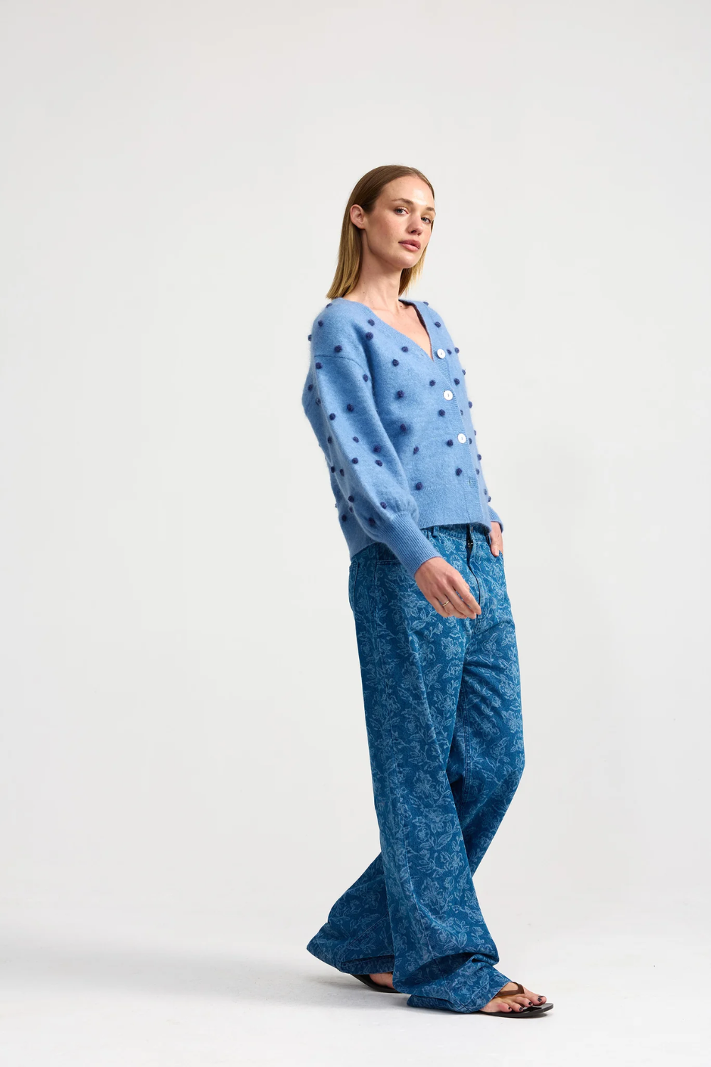 Aston Studio | Agnes Cardi Denim Capri Dot