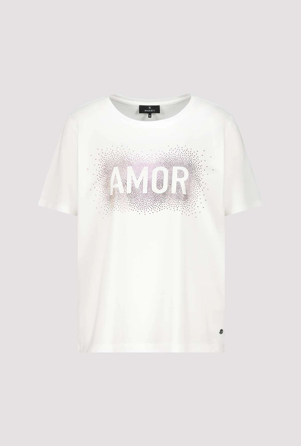 MONARI | T-SHIRT WITH RHINESTONES - OFF WHITET 409116