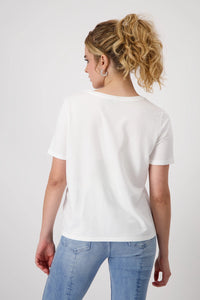 MONARI | T-SHIRT WITH RHINESTONES - OFF WHITET 409116
