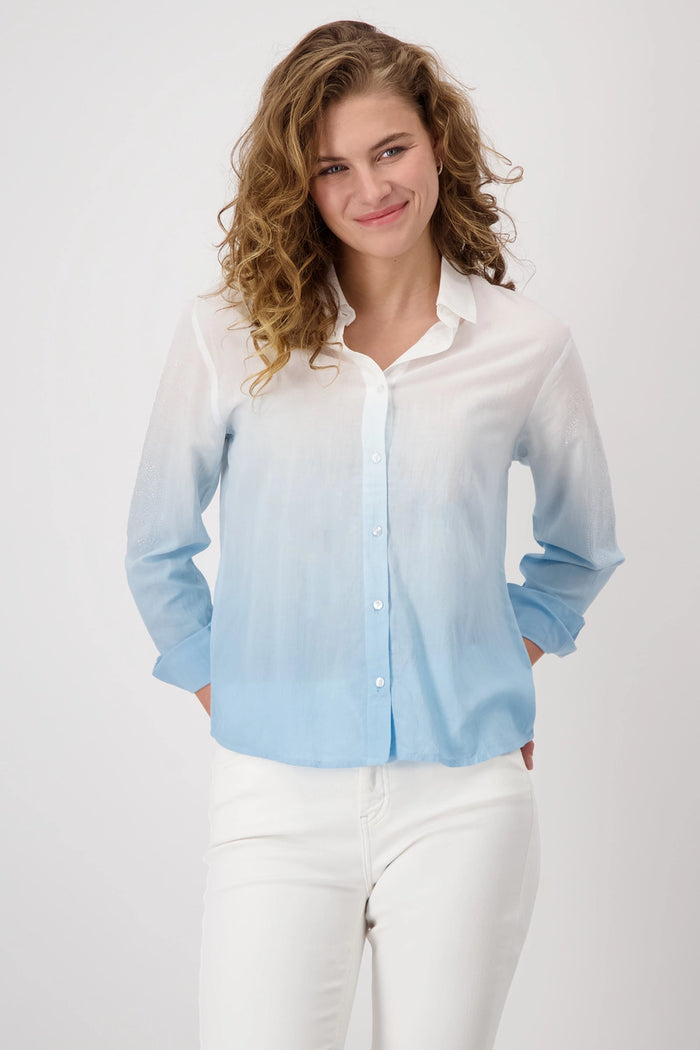 MONARI | BATIK SHIRT WITH EMBELLISHMENT - SPRING WATER 409132