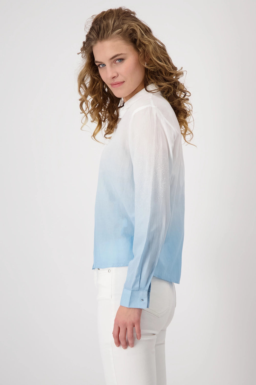 MONARI | BATIK SHIRT WITH EMBELLISHMENT - SPRING WATER 409132