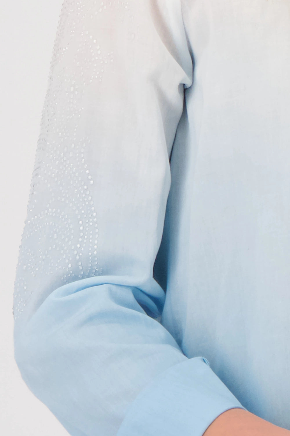 MONARI | BATIK SHIRT WITH EMBELLISHMENT - SPRING WATER 409132