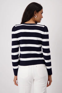 MONARI | JACKET CARDIGAN STRIPES - DEEP OCEAN STRIPE 409228