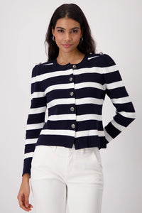 MONARI | JACKET CARDIGAN STRIPES - DEEP OCEAN STRIPE 409228