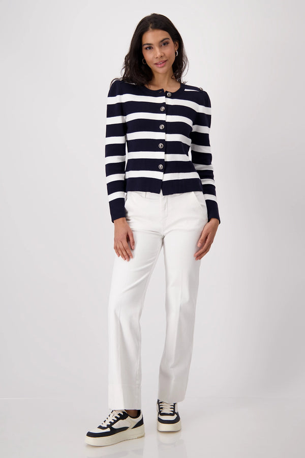 MONARI | JACKET CARDIGAN STRIPES - DEEP OCEAN STRIPE 409228
