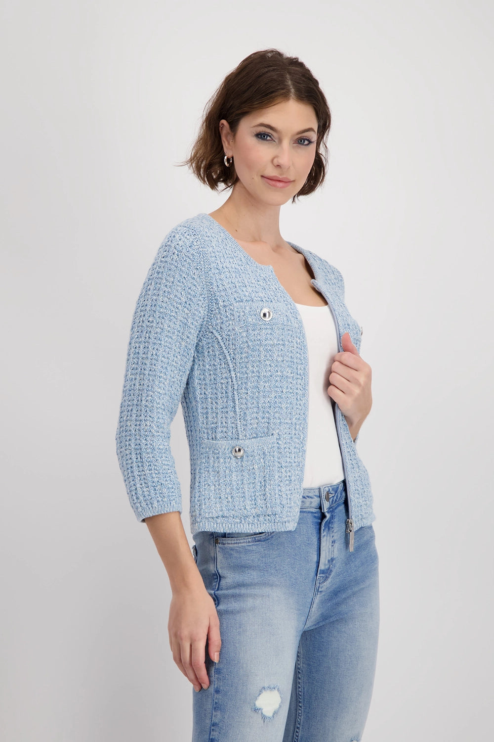 MONARI | TWEED CARDIGAN - SPRING WATER 409286