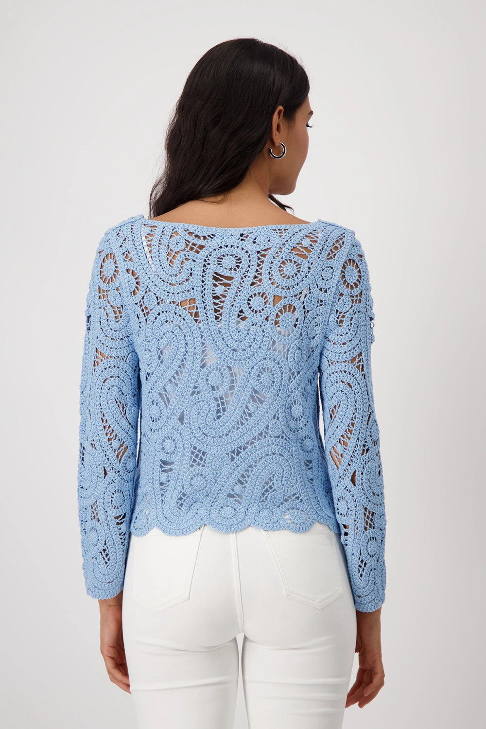 MONARI | JUMPER WITH CORNELLY CROCHET PATTERN - SPRING WATER 409485