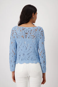 MONARI | JUMPER WITH CORNELLY CROCHET PATTERN - SPRING WATER 409485