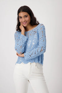 MONARI | JUMPER WITH CORNELLY CROCHET PATTERN - SPRING WATER 409485