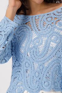 MONARI | JUMPER WITH CORNELLY CROCHET PATTERN - SPRING WATER 409485
