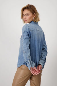 MONARI | DENIM SHIRT WITH APPLIQUÉ - JEANS 409492