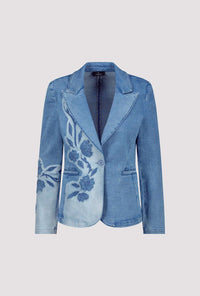 MONARI | DENIM BLAZER WITH FLORAL PATTERN - JEANS 409495