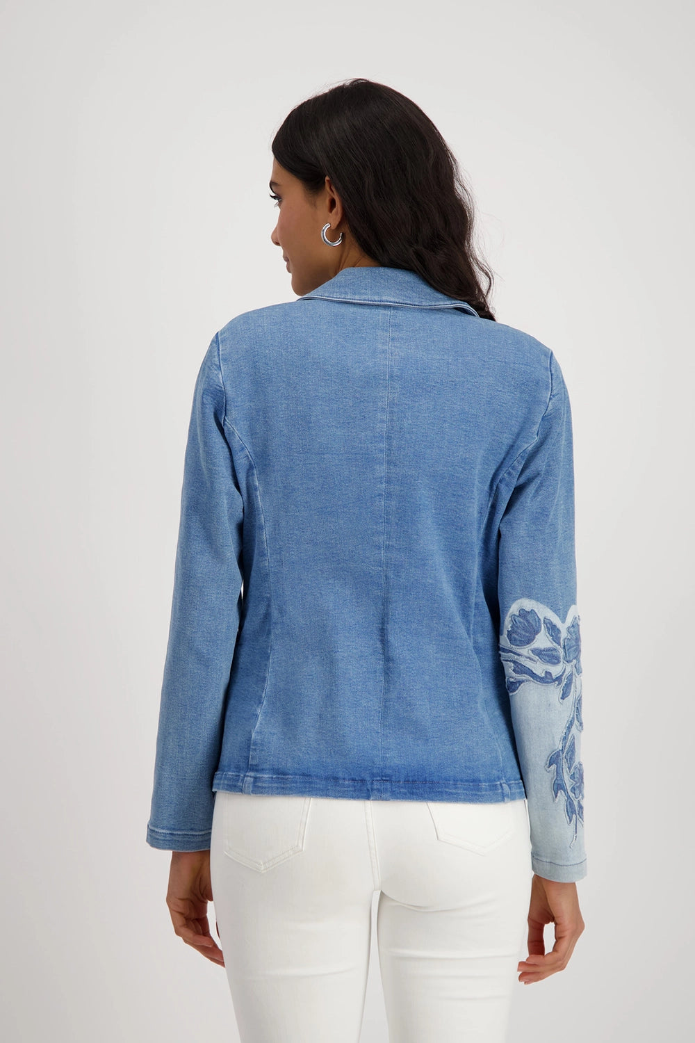 MONARI | DENIM BLAZER WITH FLORAL PATTERN - JEANS 409495